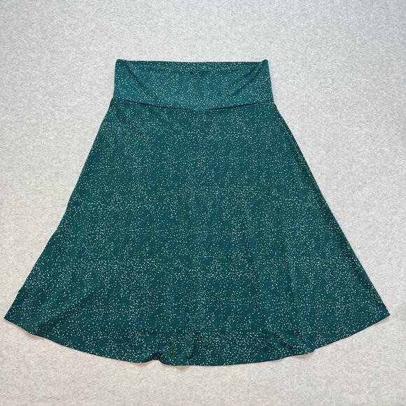 LulaRoe Polka Dot A-Line Maxi Skirt WMN XL Green White Black Pull On Lightweight - Picture 3 of 8